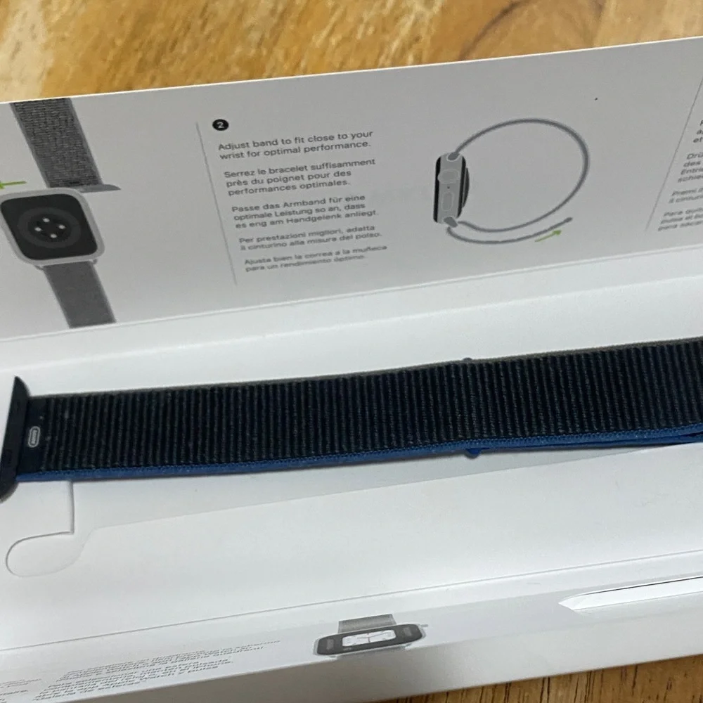 Apple Wearable with Black and Blue Band